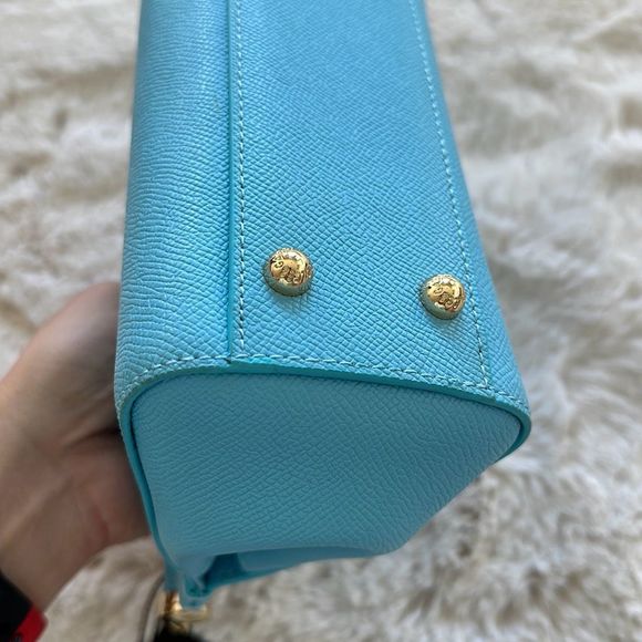 Dolce & Gabbana Small Miss Sicily Leather Satchel Sky Blue - Picture 6 of 14